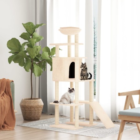 vidaXL Rascador para gatos con postes de sisal crema 166 cm