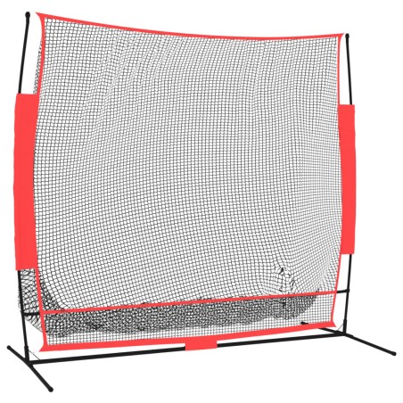 vidaXL Red de béisbol portátil poliéster negro y rojo 215x107x216 cm