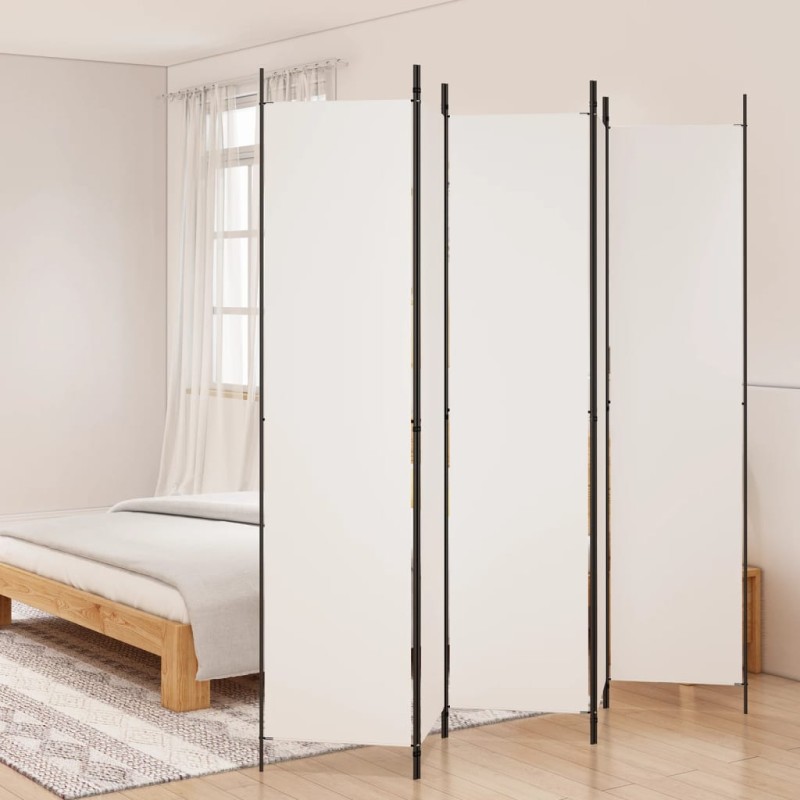  vidaXL Biombo divisor de 5 paneles de tela blanco 250x220 cm