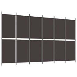 vidaXL Biombo divisor de 6 paneles de tela marrón 300x180 cm