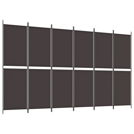 vidaXL Biombo divisor de 6 paneles de tela marrón 300x180 cm