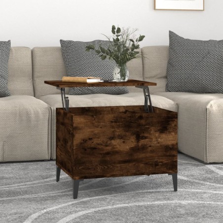 vidaXL Mesa de centro madera contrachapada roble ahumado 60x44,5x45 cm