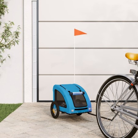 vidaXL Remolque de bicicleta mascotas hierro tela Oxford azul