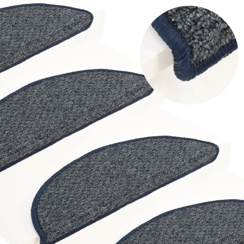 vidaXL Alfombras de peldaños de escalera 15 uds azul oscuro 56x17x3 cm vidaXL Alfombras de peldaños de escalera 15 uds azul oscuro 56x17x3 cm