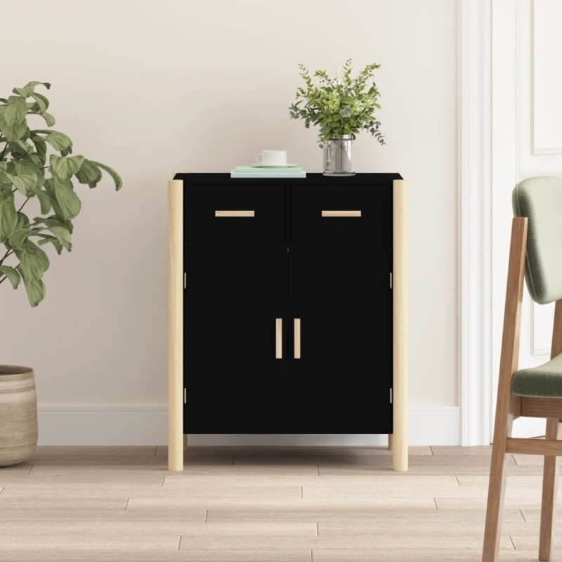 vidaXL Aparador de madera contrachapada negro 62x38x75 cm vidaXL Aparador de madera contrachapada negro 62x38x75 cm