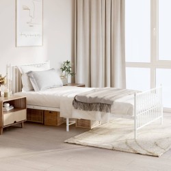 vidaXL Estructura cama metal con cabecero y pie cama blanca 100x200 cm