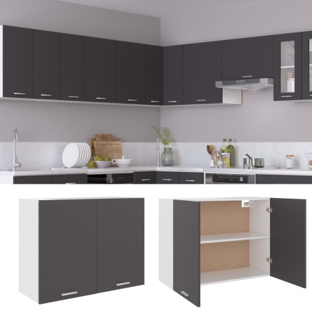 vidaXL Armario colgante cocina contrachapada gris 80x31x60 cm