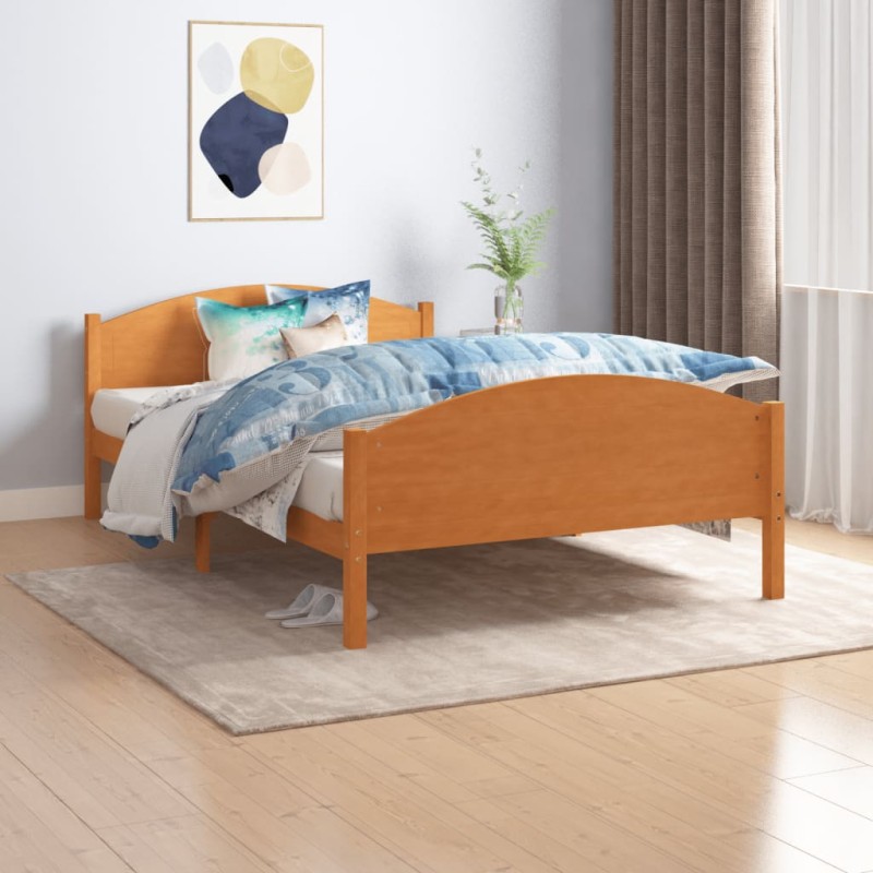vidaXL Estructura de cama madera maciza pino marrón miel 120x200 cm vidaXL Estructura de cama madera maciza pino marrón miel 120x200 cm