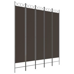  vidaXL Biombo divisor de 5 paneles de tela marrón 200x220 cm
