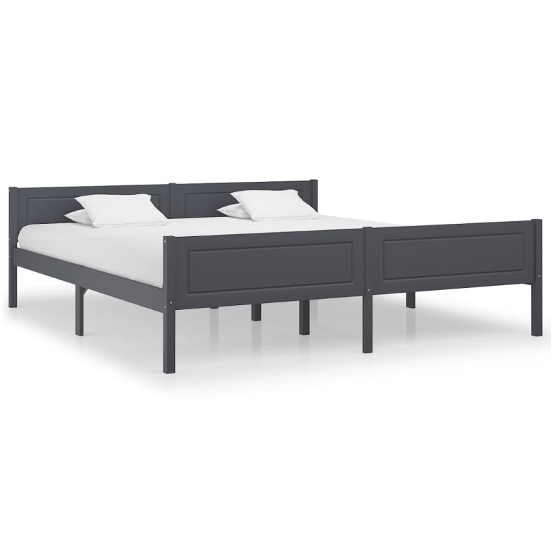 vidaXL Estructura de cama de madera maciza de pino gris 180x200 cm vidaXL Estructura de cama de madera maciza de pino gris 180x200 cm
