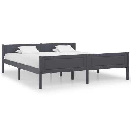 vidaXL Estructura de cama de madera maciza de pino gris 180x200 cm