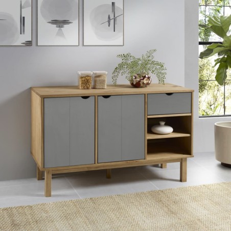vidaXL Aparador OTTA madera maciza pino marrón y gris 114x43x73,5 cm