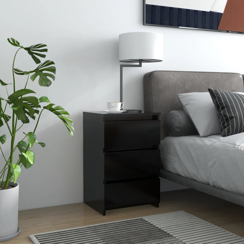 vidaXL Mesita de noche madera contrachapada negro 40x35x62,5 cm vidaXL Mesita de noche madera contrachapada negro 40x35x62,5 cm