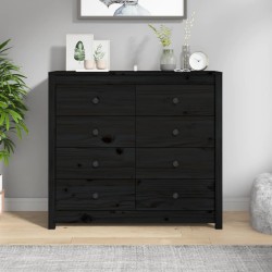 vidaXL Armario auxiliar madera maciza de pino negro 100x40x90 cm