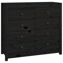 vidaXL Armario auxiliar madera maciza de pino negro 100x40x90 cm
