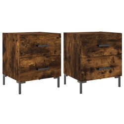 vidaXL Mesita noche 2 uds madera ingeniería roble ahumado 40x35x47,5cm