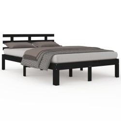 vidaXL Estructura de cama madera maciza negra 140x200 cm