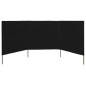vidaXL Paravientos de playa de 3 paneles tela negro 400x80 cm