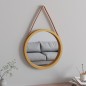 vidaXL Espejo de pared con correa dorado Ø45 cm vidaXL Espejo de pared con correa dorado Ø45 cm