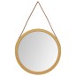 vidaXL Espejo de pared con correa dorado Ø45 cm vidaXL Espejo de pared con correa dorado Ø45 cm