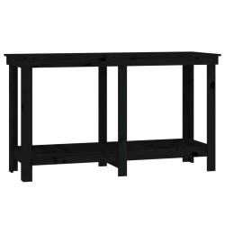 vidaXL Banco de trabajo de madera maciza de pino negro 140x50x80 cm