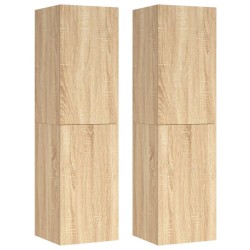 vidaXL Muebles para TV 2 uds contrachapado color roble 30,5x30x110 cm