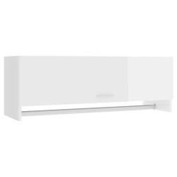 vidaXL Armario de madera contrachapada blanco brillante 100x32,5x35 cm
