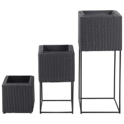 vidaXL Conjunto de arriate de ratán sintético negro 3 piezas