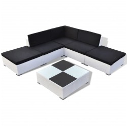 vidaXL Set muebles de jardín 6 piezas y cojines ratán sintético blanco