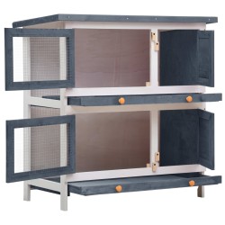 vidaXL Jaula conejera con 4 puertas madera gris