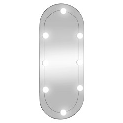 vidaXL Espejo de pared ovalado con luces LED vidrio 30x70 cm