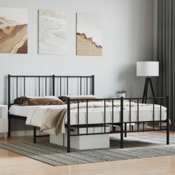vidaXL Estructura de cama cabecero y pie de cama metal negro 160x200cm
