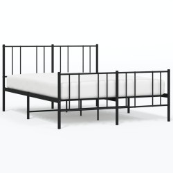 vidaXL Estructura de cama cabecero y pie de cama metal negro 160x200cm