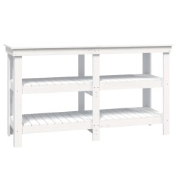 vidaXL Banco de trabajo de madera maciza de pino blanco 142,5x50x80 cm
