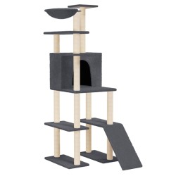 vidaXL Rascador para gatos con postes de sisal gris oscuro 166 cm