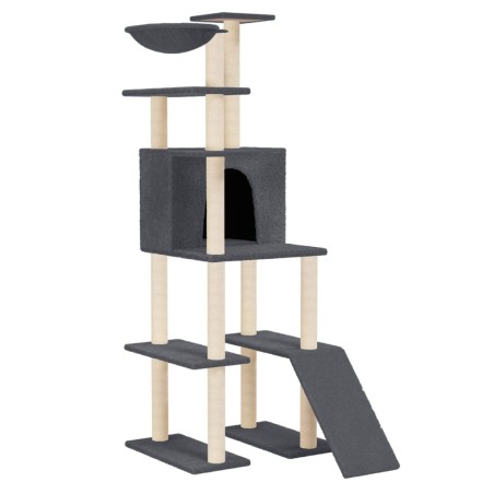 vidaXL Rascador para gatos con postes de sisal gris oscuro 166 cm