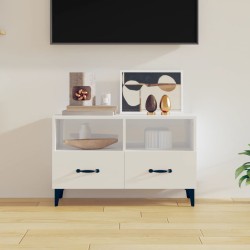  vidaXL Mueble de TV madera contrachapada blanco brillo 80x36x50 cm