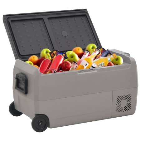 vidaXL Nevera con ruedas y asa PP Y PE negro y gris 50 L
