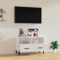  vidaXL Mueble de TV madera contrachapada blanco brillo 80x36x50 cm