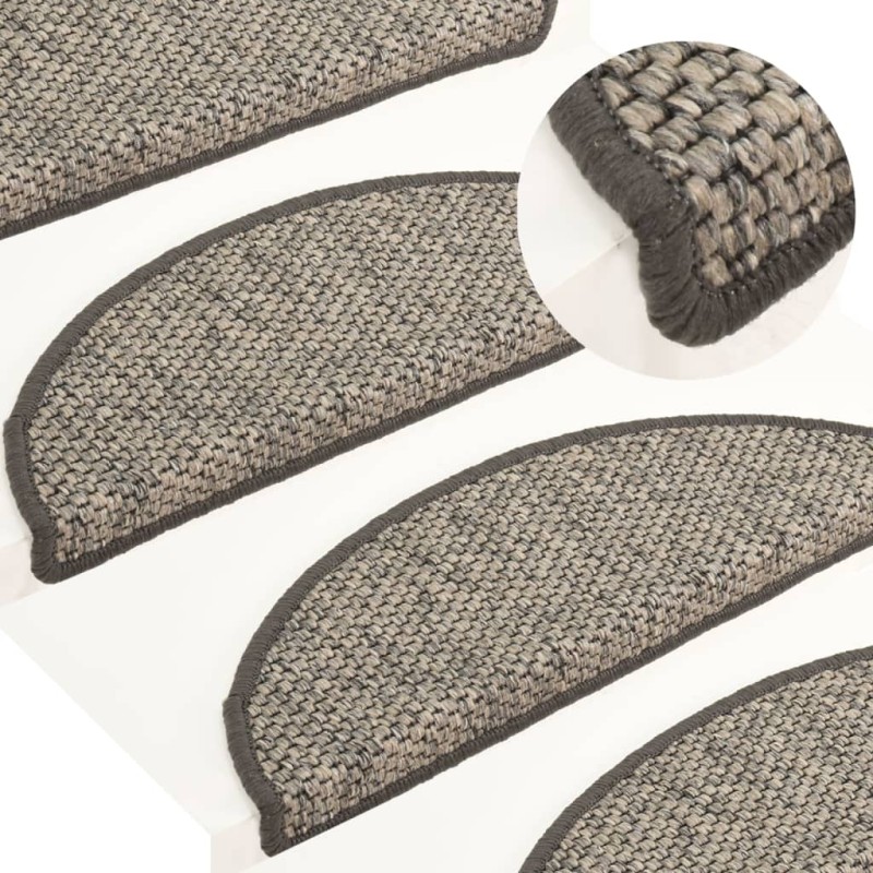 vidaXL Alfombra autoadhesiva escalera sisal 15 uds plateado 56x17x3 cm vidaXL Alfombra autoadhesiva escalera sisal 15 uds plateado 56x17x3 cm