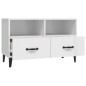  vidaXL Mueble de TV madera contrachapada blanco brillo 80x36x50 cm
