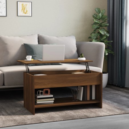 vidaXL Mesa de centro madera contrachapada roble marrón 102x50x52,5cm