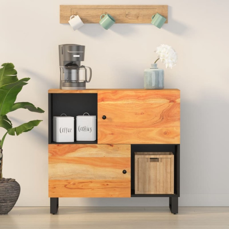 vidaXL Aparador con 2 puertas madera maciza de acacia 80x33x75 cm vidaXL Aparador con 2 puertas madera maciza de acacia 80x33x75 cm