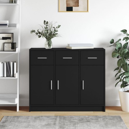 vidaXL Aparador de madera de ingeniería negro 91x28x75 cm