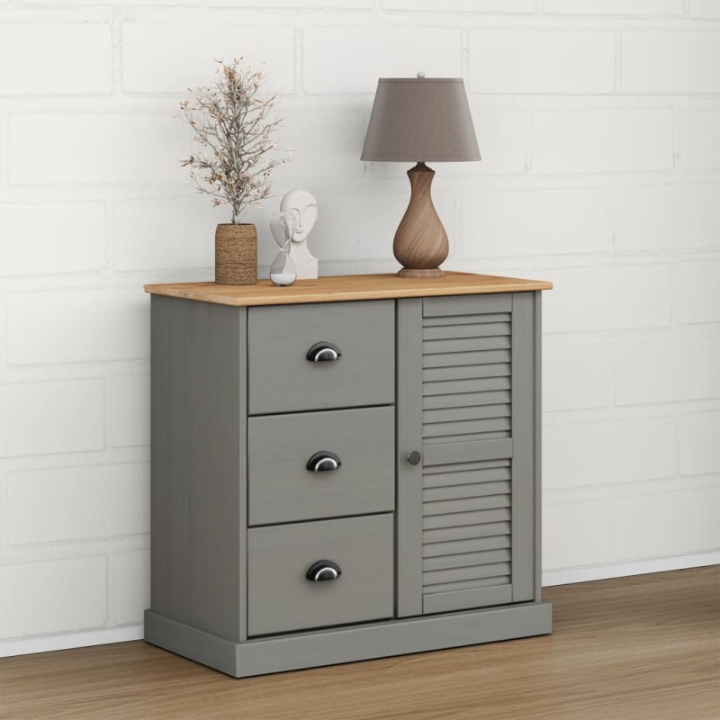 vidaXL Aparador con cajones VIGO madera maciza pino gris 78x40x75 cm vidaXL Aparador con cajones VIGO madera maciza pino gris 78x40x75 cm