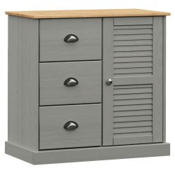 vidaXL Aparador con cajones VIGO madera maciza pino gris 78x40x75 cm