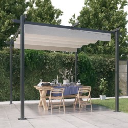 vidaXL Cenador de jardín con techo retráctil color crema 3x3 m