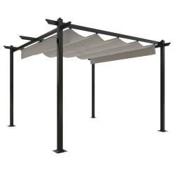 vidaXL Cenador de jardín con techo retráctil color crema 3x3 m