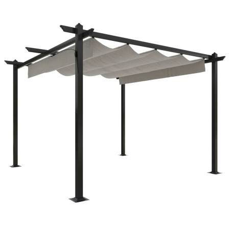 vidaXL Cenador de jardín con techo retráctil color crema 3x3 m