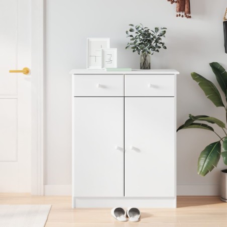 vidaXL Mueble zapatero ALTA madera maciza de pino blanco 77x35x96 cm
